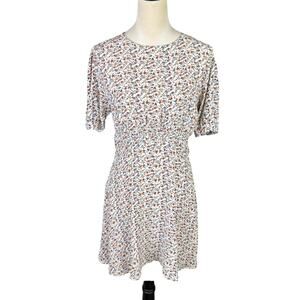 Faithful the Brand Sidonie Brown Blue Floral Fit & Flare Dainty Mini Dress